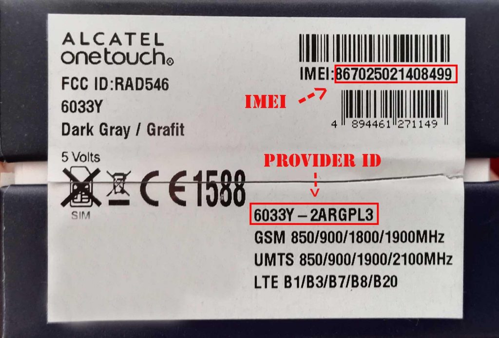 Alcatel android phones unlock code by imei and provider id details on